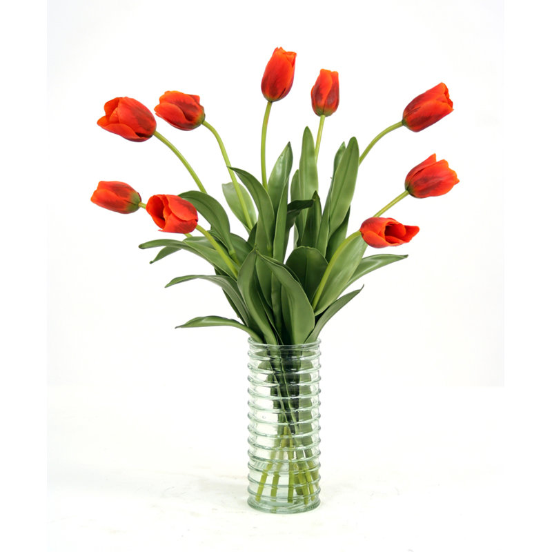 Distinctive Designs Waterlook Silk Tulips Floral Arrangement in Ribbed